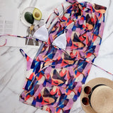 2026 Sexy Bikini Set 3-piece Print Halter Swimwear Swimsuit Women Bikinis Set Bathing Suit Beach Dress Bikini Cover Up Female