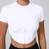 No Padded Women Yoga Sport T Shirts Fitness Clothes Short Sleeve Yoga Shirt Gym Top Running Active Wear Sport Tops