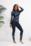 2026 Long Sleeve Zipper Surfing Swimsuit Print Pants Swimwear Women Two Pieces Diving Clothes Beachwear Bathing Swimming Suit