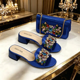 doershow High Quality African Style Ladies Shoes And Bags Set Latest silver Italian Shoes And Bag Set For Party HWS1-15