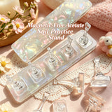 Iridescent Acetate Nail Practice Stand Non-Magnetic Clear Nail Tip Holders for Manicure Swatch & Press On Nails Making