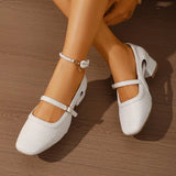 Extremely Comfortable French Shoes For Women Spring Summer Hollow Weave Square Toe Medium Chunky Heel Leather Beige Sandals