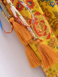 Paisley Print Bohemian Wide Leg Long Pants Jumpsuit Women Summer New Overalls Spaghetti Strap Loose Casual Boho Jumpsuit Tassel