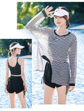 Swimsuit Plus Size Girl Conservative Split Fashion Sports Sunscreen Long Sleeved Slimming Hot Spring Three Piece Set
