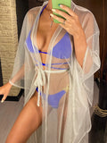 3 Colors Sexy Glitter Mesh Sheer See Through Tunic Beach Cover Up Cover-ups Beach Dress Beach Wear Beachwear Female Women V3217