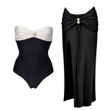2026 One Piece Swimsuit With Cover Up Trend Swimsuit Women Swimwear Black Swim Suit Bodysuit Bathing Suit Beach Wear