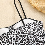 2026 Srappy Swimsuit One Piece Leopard Drawstring Swimwear Women Bathers Bathing Swimming Swim Suit Padded Beachwear Summer