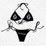 Y2k Style Letter Print Bikini Set Sexy Thong Swimsuit Two Pieces Bathing Suit Punk Gothic Fashion Women Swimwear 2000s Emo Girls