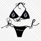 Punk Gothic Fashion Women Swimwear 2000s Emo Girls Y2k Style Letter Print Bikini Set Sexy Thong Swimsuit Two Pieces Bathing Suit