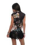 New Chinese style cheongsam hip-covering skirt Royal sister style tight lace national style printed fashion dress
