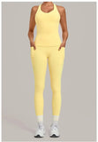Women's Seamless Yoga Sets Sports Fitness Hip-lifting High Waist Pant Sleeveless Backless Suits Workout Running Leggings Sets