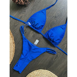 Brazil Letter Printed Halter Bikini Women Swimwear Female Swimsuit Two-Pieces Bikini Set Padded Bather Bathing Suit Swim V8352