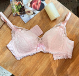 Wireless French Bralette for Small Chest, No Adjustable Push Up Lace Bra Set, Comfort Sexy Non Padded Lingerie for Women MOYISU