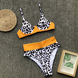 2026 Sexy Bikini Women Swimwear Swimsuit Push Up Leopard Patchwork High Waist Bikinis Set Bathing Suit Beach Bikini Taille Haute