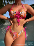 New Cross-Strap Split Beach Sets Women's European & American Sexy Print Bikini Set for Foreign Trade Fashion Swimsuits