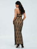 2 Piece Sets Women Lace Tie-up Tube Tops + Long Skirts Outfits Summer Streetwear Sexy Fairycore Y2K Aesthetic Clothes