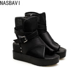 2026 Sexy Black Women Wedge Platform Sandals Summer Ladies Cool Boots Zipper Open Toe Sandalias Breathable Female Roman Shoes
