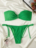 2026 Ring Linked Bandeau Bikini Solid String Swimwear Female Sexy Swimsuit Women Bathers Bathing Swimming Swim Suit Beachwear