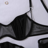 Toucheart Erotic Lingerie black Thin model see-through mesh Patchwork Body shaping gather together pure desire 5PCS with Gloves