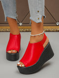 Fish Mouth Leopard Fashion Casual Wedge Heel Slippers for Women's 2026 Summer New Open Toes Breathable Comfortable Beach Sandals