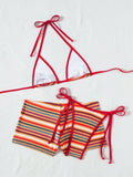 DEKA New Rainbow Striped Bikini Set Women Triangle Swimsuit Micro Swimwear Print Bathing Suit Brazilian Biquini Beach Wear