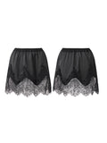 Summer Women's Satin Short Skirts Elastic Waist Lace Patchwork Skirts Half Slip Skirts Fashion