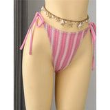 2026 New Striped Bikini Women Swimwear Female Swimsuit High Cut Leg Padded Bather Bathing Suit Swim Two-pieces Bikini set K8071