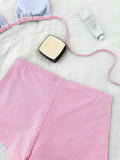 Sexy Blue Plaid Bikini Set 2026 Women Bow Strap Bandage Push Up High Waist Panties Swimsuit Beach Bathing Suit 2 Piece Swimwear
