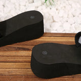 Shiny Heart Shape Rhinestone Black Slippers Women Fashion Elastic Band Platform Slides Female New Style Med Heel Slippers Female