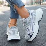 Fashion Breathable Chunky Platform Sneakers Women Korean Lace Up Thick Bottom Vulcanized Shoes Woman Patchwork Comfy Dad Shoes