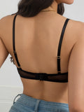 Floral Lace Underwire Bra Lingerie Fancy Lace Eroticу bra Transparent Women's Underwear Embroidery Erotic  3/4 Cup  bra black