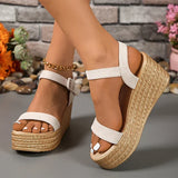 Summer Chunky Wedges Sandals Women 2025 Plus Size 35-42 Thick Paltform Sandles Woman Ankle Strap High Heels Sandalias Mujer