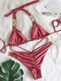 Halter Jewelled Diamond Bikini Women Swimsuit Female Triangle Swimwear Two piece Bikini set Brazilian Bather Bathing Suit Swim