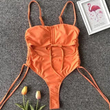 Neon Green Tummy Cut Out Female Swimwear One Piece Swimsuit Women Thong String Monokini High Leg Cut Bathing Suit Swim Bodysuit