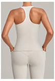 Women's Seamless Yoga Vest Sports Fitness Gym Beauty Back Top Nude Slim Fit Training Running Workout Vest