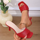 Snake Pattern Silver High Heeled Sandals Women Plus Size 42 Square Toe Pu Leather Sandles Woman Fashion Stiletto Heel Sandalias