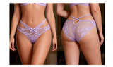 Red Lace Criss Cross Panty for Women See Through Mesh Hollow Out Bow Thong Underwear Plus Size M-3XL