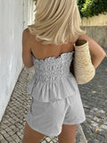 Women's Set Casual Simple Tube Top Fungus Edge Shorts Set Women's Summer Two Piece Sets Womens Outifits Shorts Women