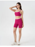Women's 2-piece Yoga Set Fake Two-Piece Color-Block White Stripe Camisole Running Sports Bra Shorts Yoga Outfit Set