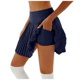 Women's Pleated Skirt Yoga High Waist Anti-Slip Tennis Skirt Double Layer Non-Slip Solid Colour Badminton Golf Short Skirts 2025