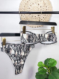 2026 Sexy Bikini Bandeau Women Snakeskin Black Swimwear Swimsuit Bikini Set Bathing Suit Female Belt Metal Hoop Decor Banadores
