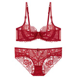 Sophisticated French Lace Bra, Unlined Minimizer Bra for Large Bust, Ultra Thin Breathable & Supportive Sexy Lingerie Set MOYISU