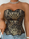 Hollow Irregular Sequin Double Layer Corset Court Style Waist Cincher Mesh Breathable Sexy Tube Casaul Pure Desire Top V466