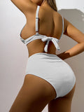 2026 Triangle High Waist Bikini Solid Strappy Swimwear Female Sexy Swimsuit Women Bathers Bathing Swimming Swim Suit Beachwear