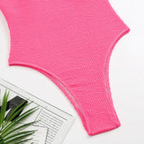Candy Color One Piece Swimsuit Fabric Crinkle Cloth Wavy Strip Bikini for Women Fluorescent Pleated Cloth Swimwear