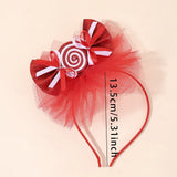 Christmas Sparkle Candy Headband Sweet Tull Mesh Bead Bow Hairbands Cute Candy Hair Hoop For Girls Headwear Hair Accessories