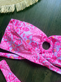 Floral Printed Wrinkled Bandeau Bikini Female Swimsuit Women Swimwear Two-pieces Bikini Set High Cut Bather Bathing Suit Swim