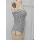 S - XXL Sexy One Shoulder High Cut Leg One Piece Swimsuit Women Swimwear Female Striped Monokini Bather Bathing Suit Swim K7096