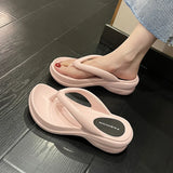 Thick Sole Wedges Flip Flops For Women 2025 Summer Clip  Platform Sandals Woman Non-slip Beach Slippers Girls Outdoor Slides