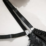 Toucheart Sexy Lingerie Set for Women Mesh Perspective Bra Set Lace Lace Splicing Sexy Hip-pack Skirt Sexy Underwear Garters Set